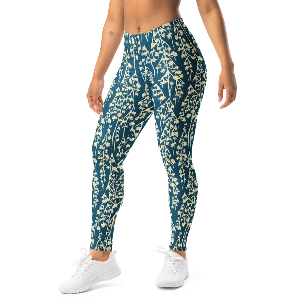 Teal Meadow on Leggings — Left Front