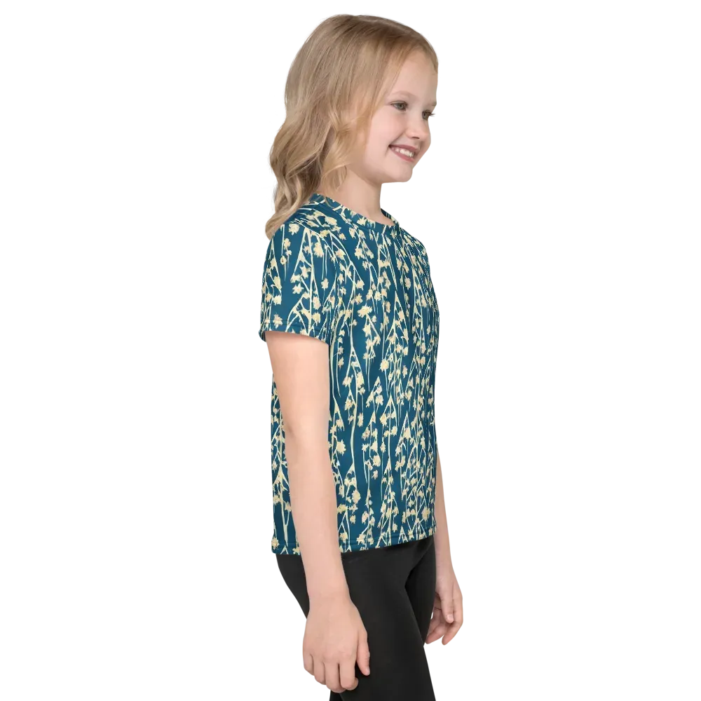 Teal Meadow on Kids Crew Neck T-Shirt — Right