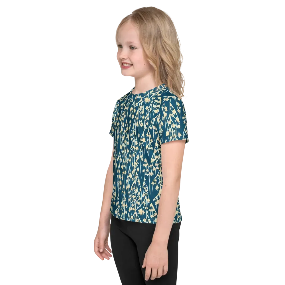 Teal Meadow on Kids Crew Neck T-Shirt — Left