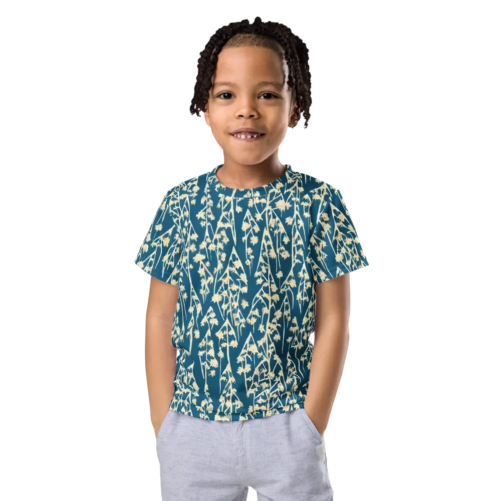 Teal Meadow on Kids Crew Neck T-Shirt — Front