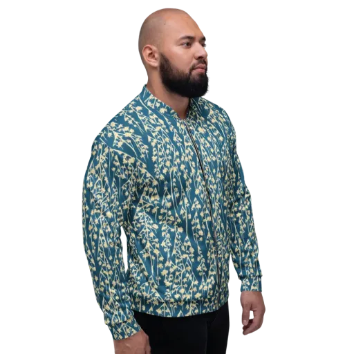 Teal Meadow on a Bomber Jacket