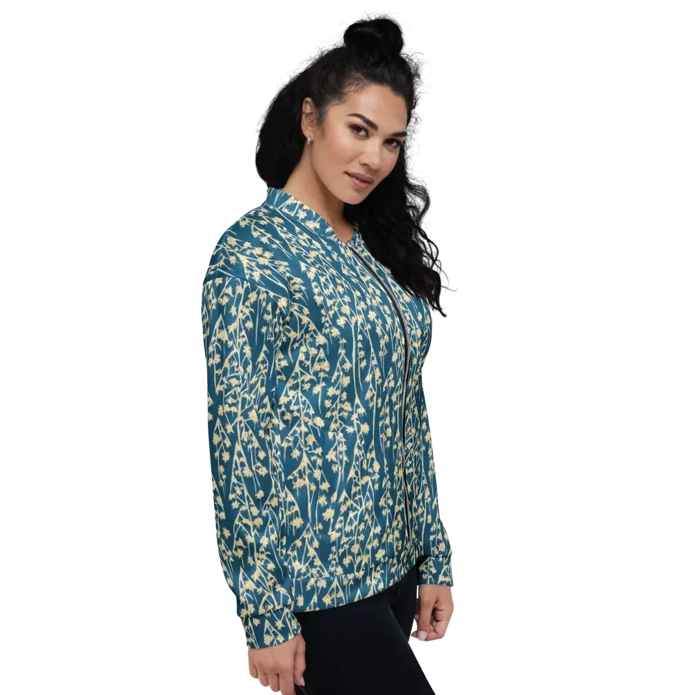 Teal Meadow on Bomber Jacket — Right