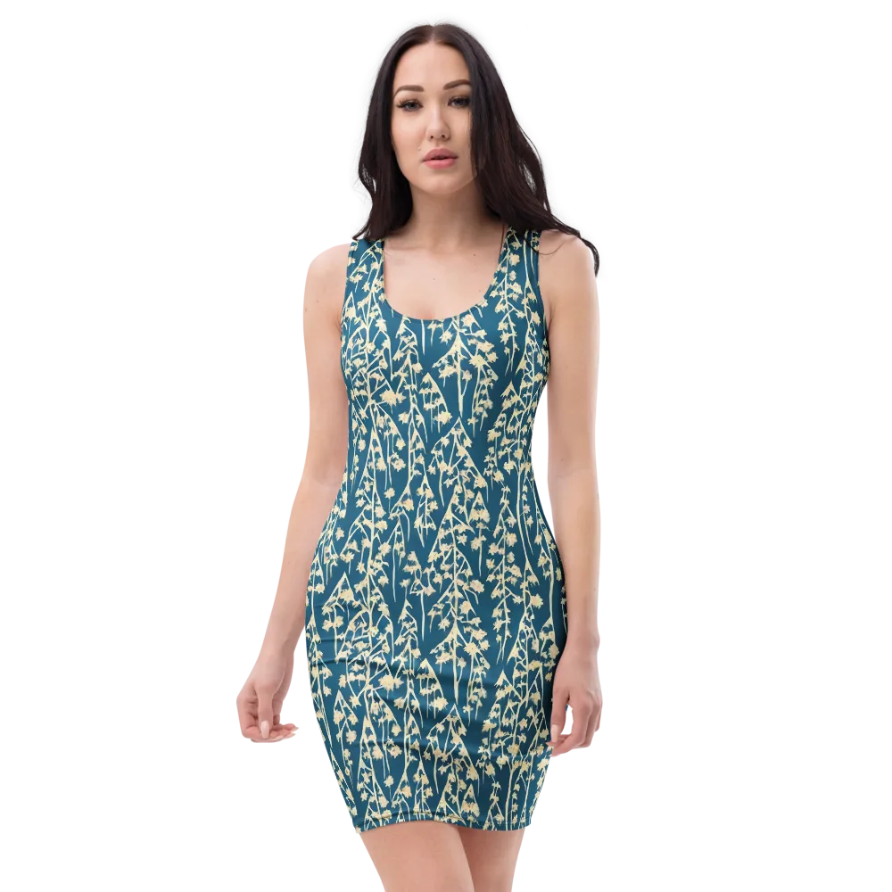 Teal Meadow on Bodycon Dress — Front