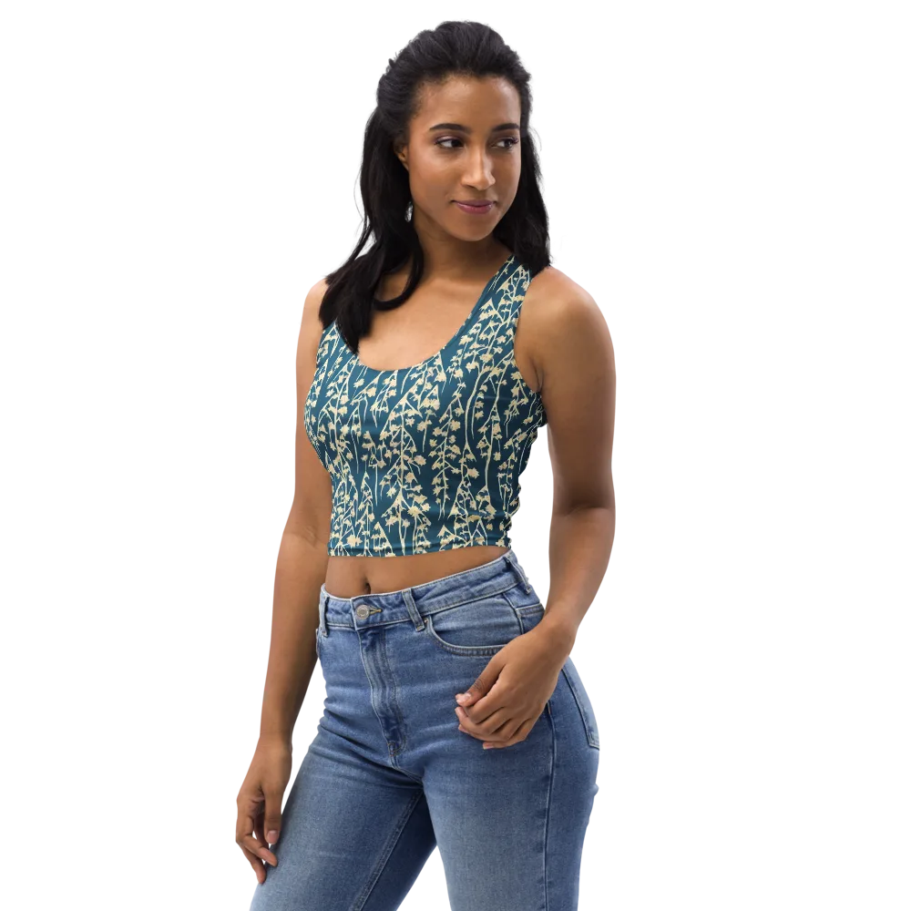 Teal Meadow on Crop Top — Left Front