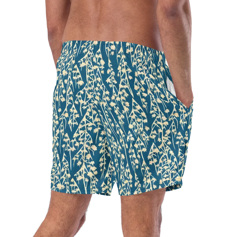 Teal Meadow on Swim Trunks — Right Back