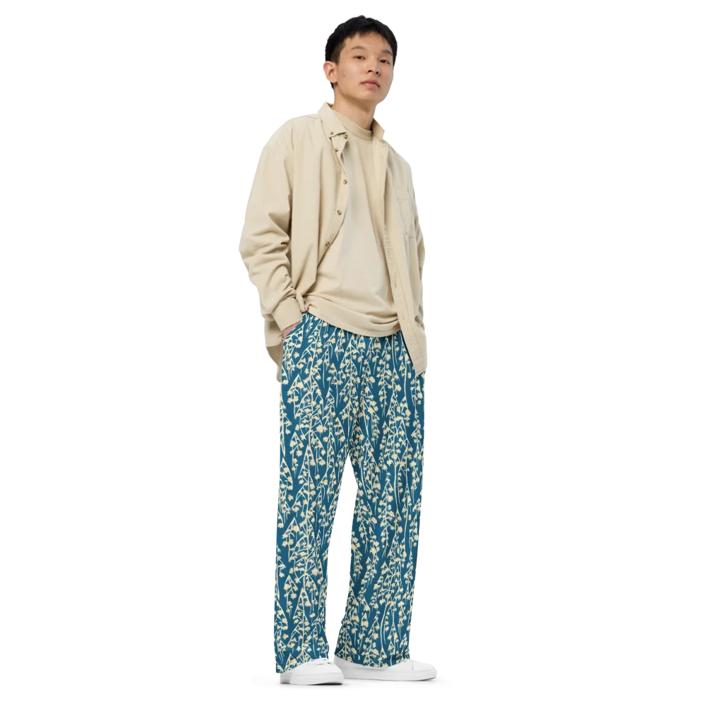 Teal Meadow on Wide-Leg Pants — Right Front
