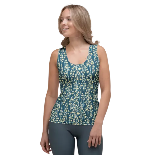 Teal Meadow on a Women's Tank Top