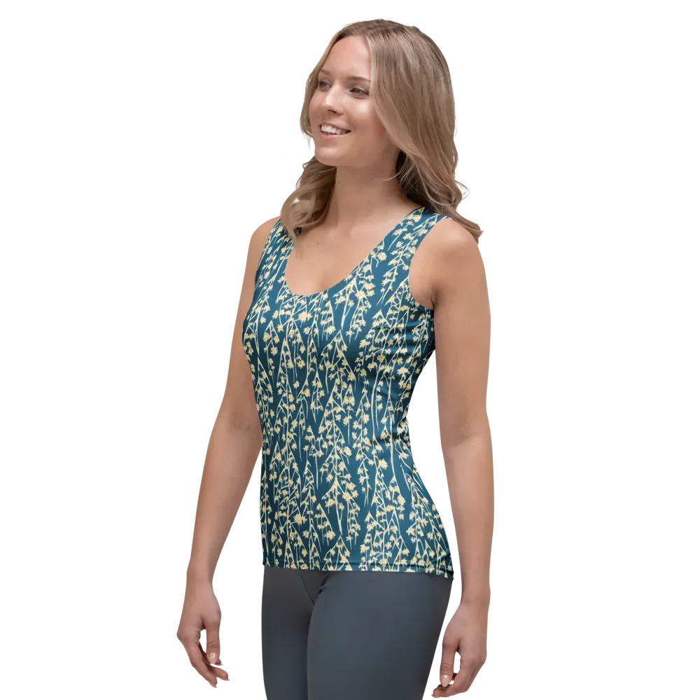 Teal Meadow on Women's Tank Top — Left Front