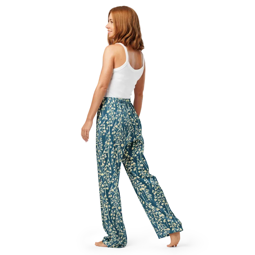 Teal Meadow on Women's Pajama Pants — Back