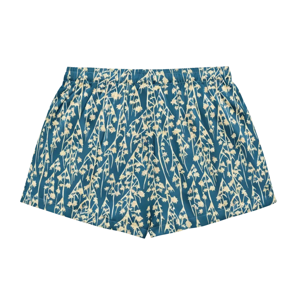 Teal Meadow on Women's Pajama Shorts — Back