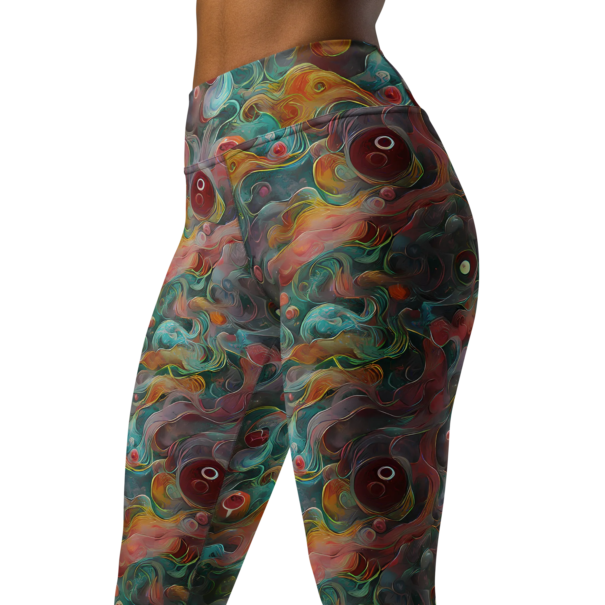 Molten Tidalwave on Yoga Leggings — Left Front