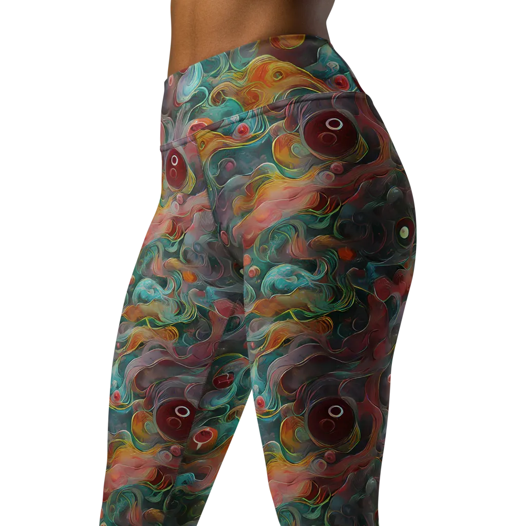 Molten Tidalwave on Yoga Leggings — Left Front