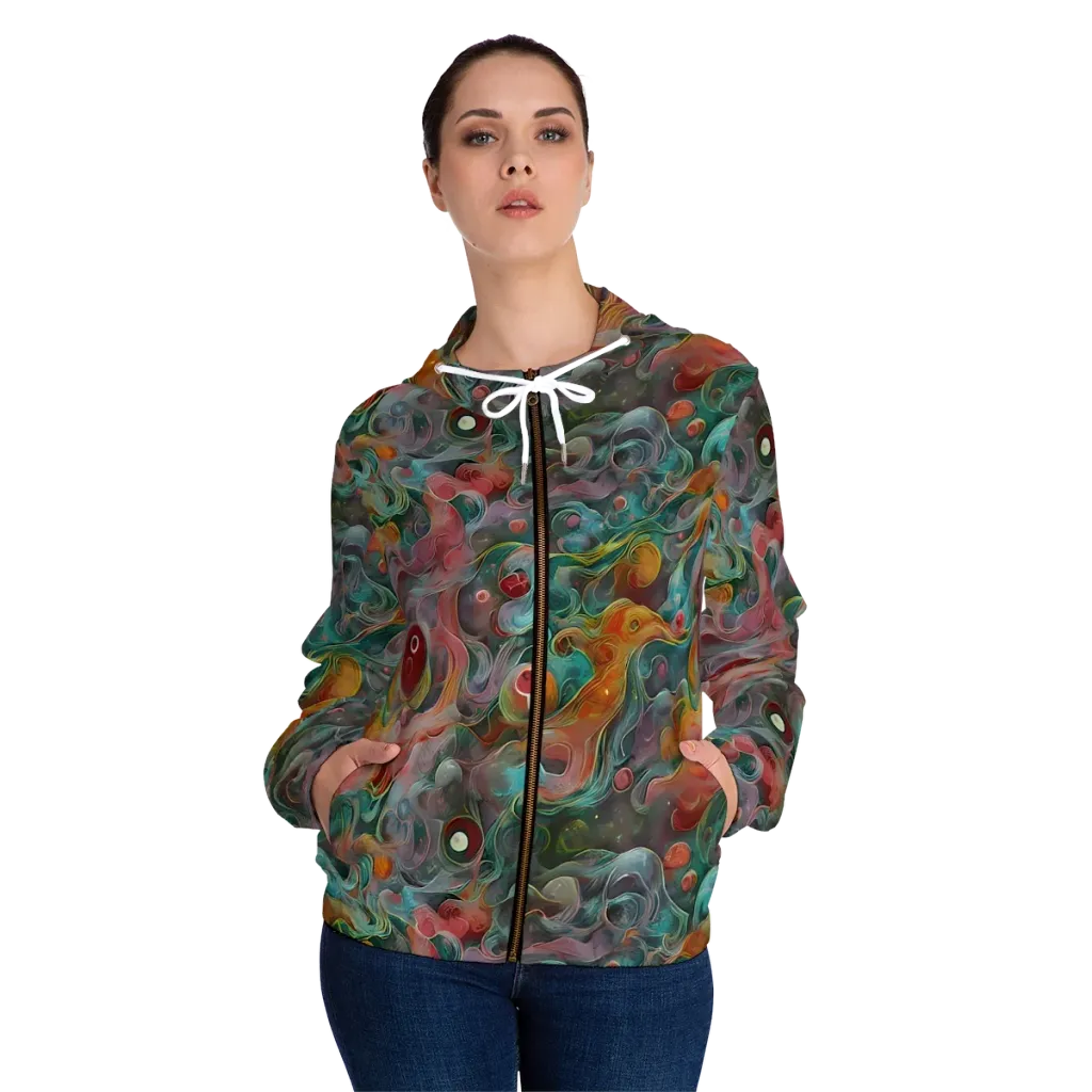 Molten Tidalwave on Women's Full-Zip Hoodie — Front On Person