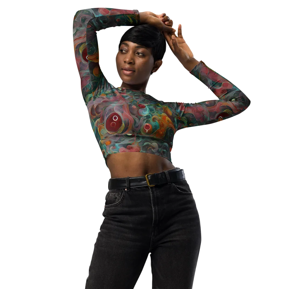 Molten Tidalwave on Long Sleeve Crop Top — Front