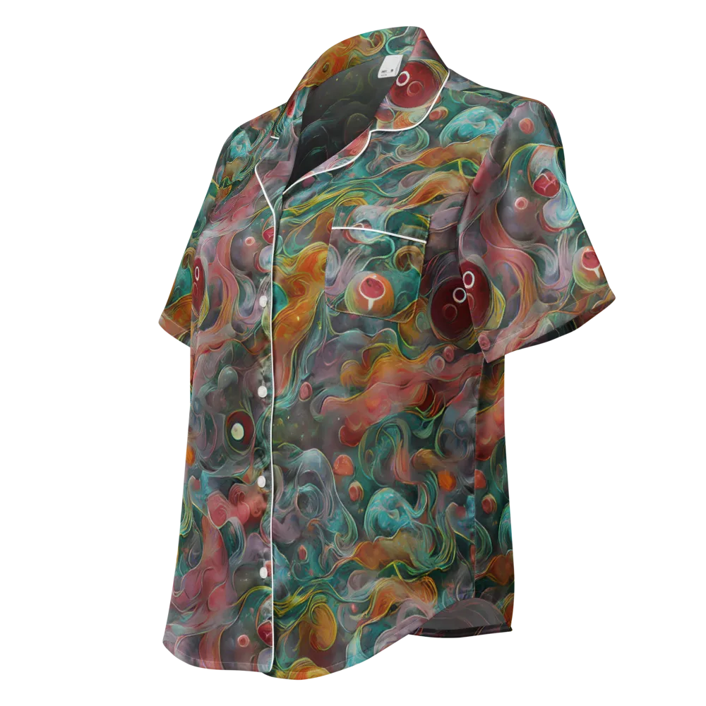 Molten Tidalwave on Women's Short Sleeve Pajama Top — Left Front