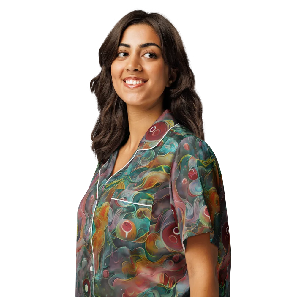 Molten Tidalwave on Women's Short Sleeve Pajama Top — Left Front
