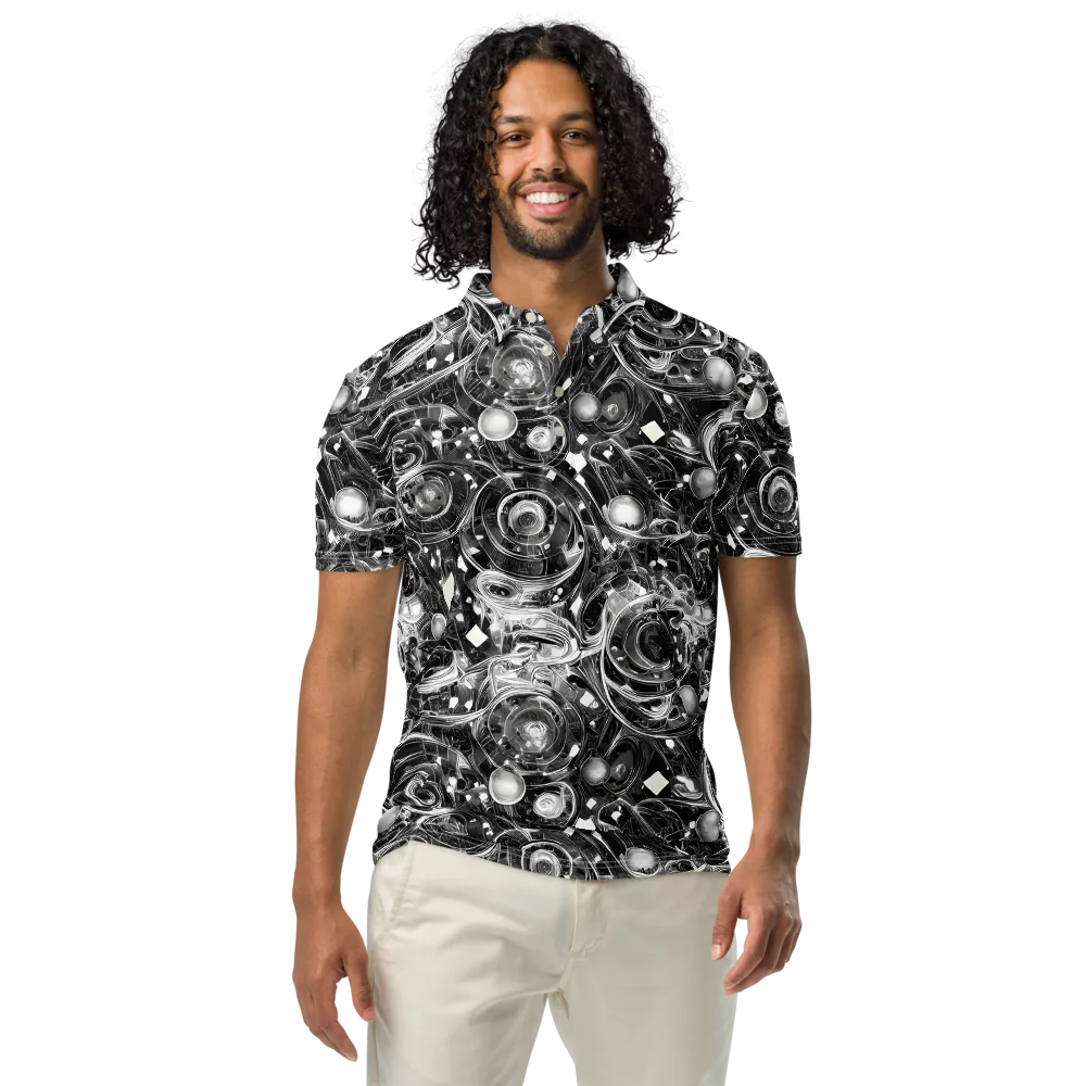 Chrome Whirlpool on Men's Slim Fit Polo Shirt — Front