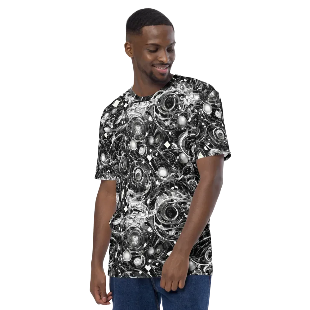 Chrome Whirlpool on Men's Crew Neck T-Shirt — Left