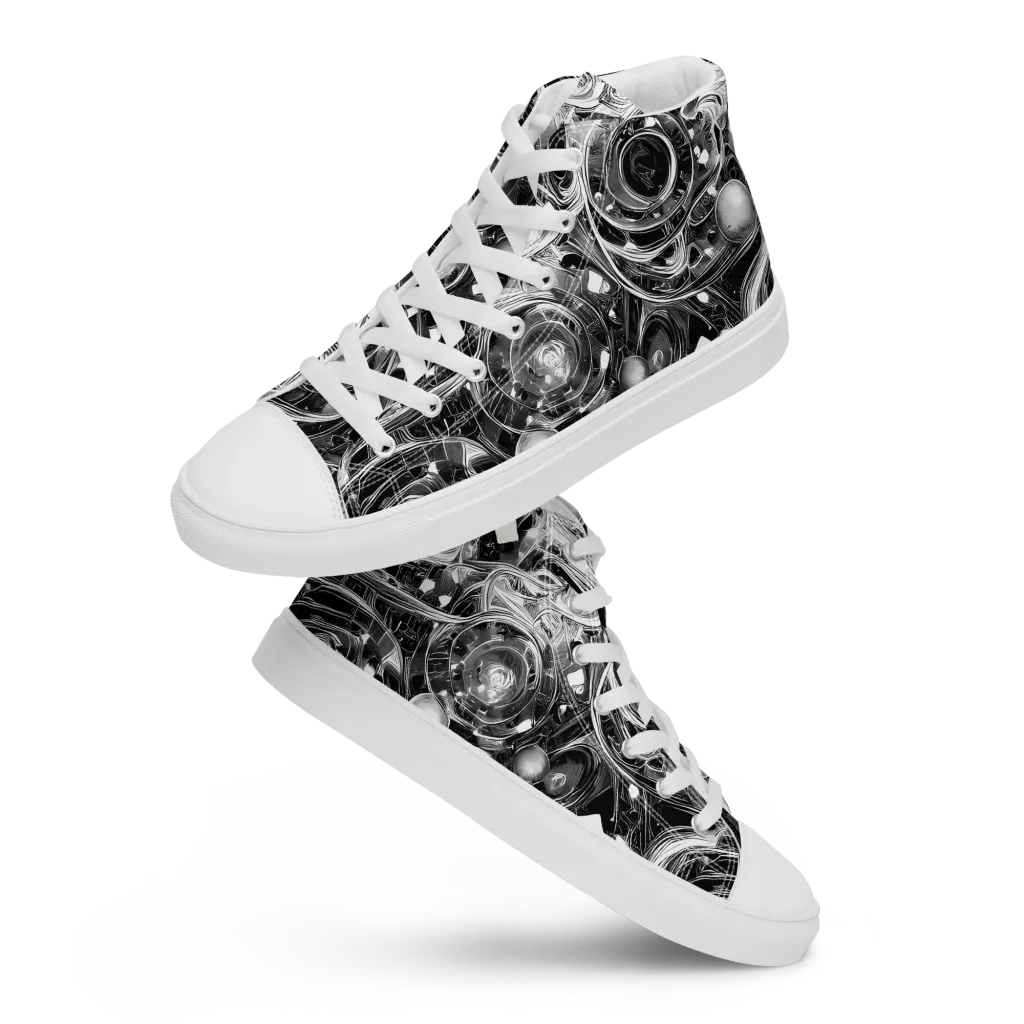 Chrome Whirlpool on Men's High Top Canvas Shoes — Front