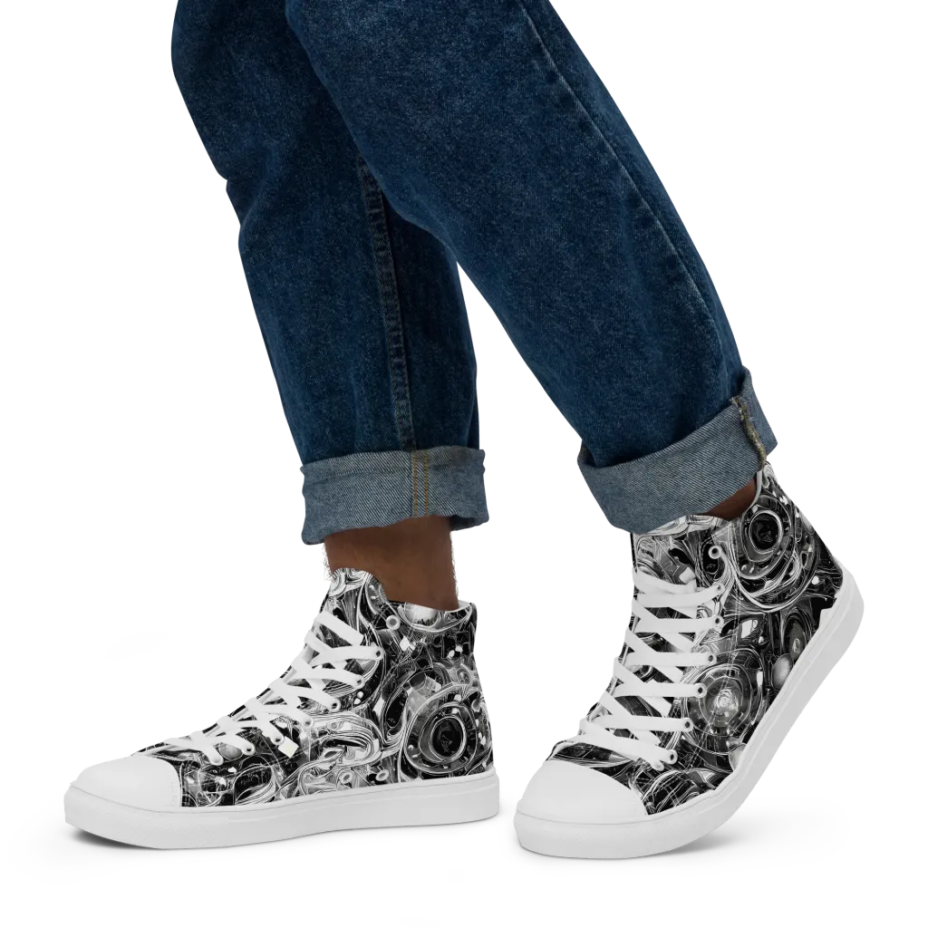 Chrome Whirlpool on Men's High Top Canvas Shoes — Left