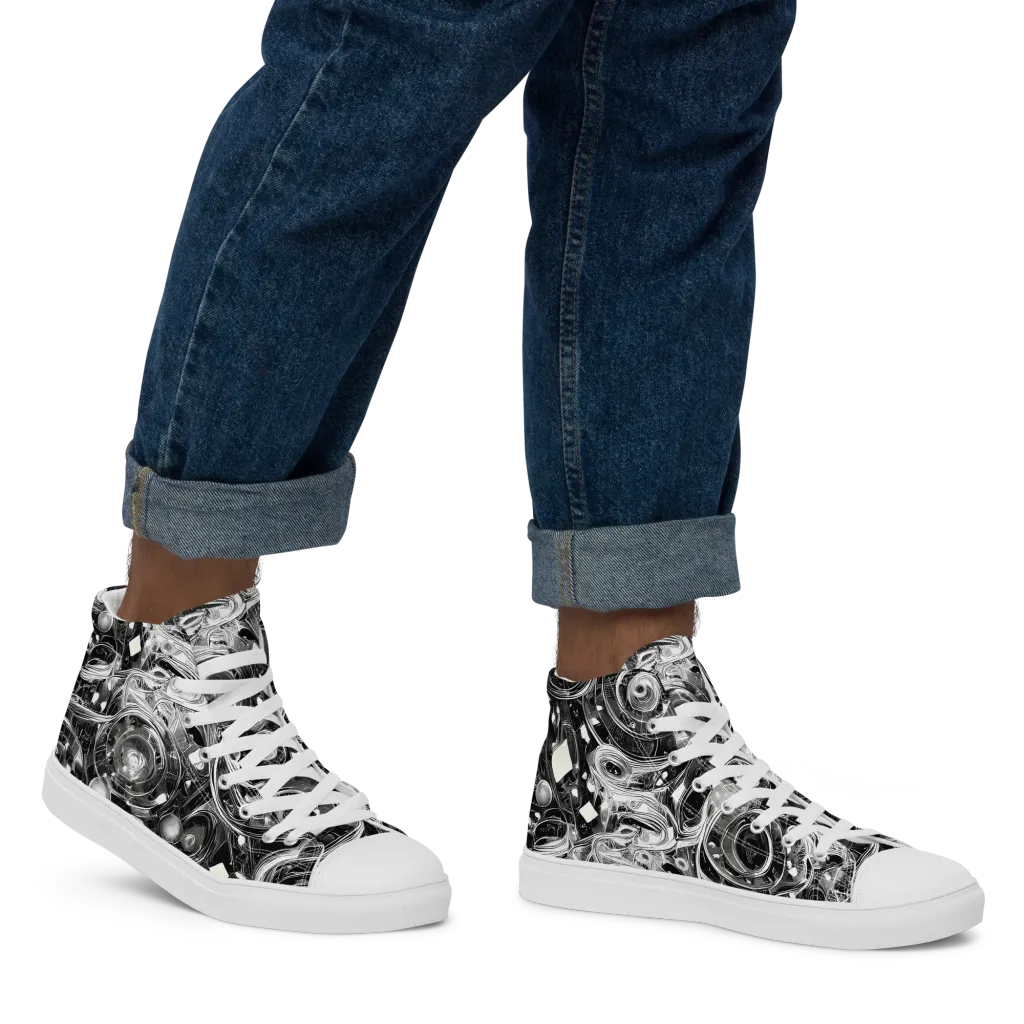 Chrome Whirlpool on Men's High Top Canvas Shoes — Right