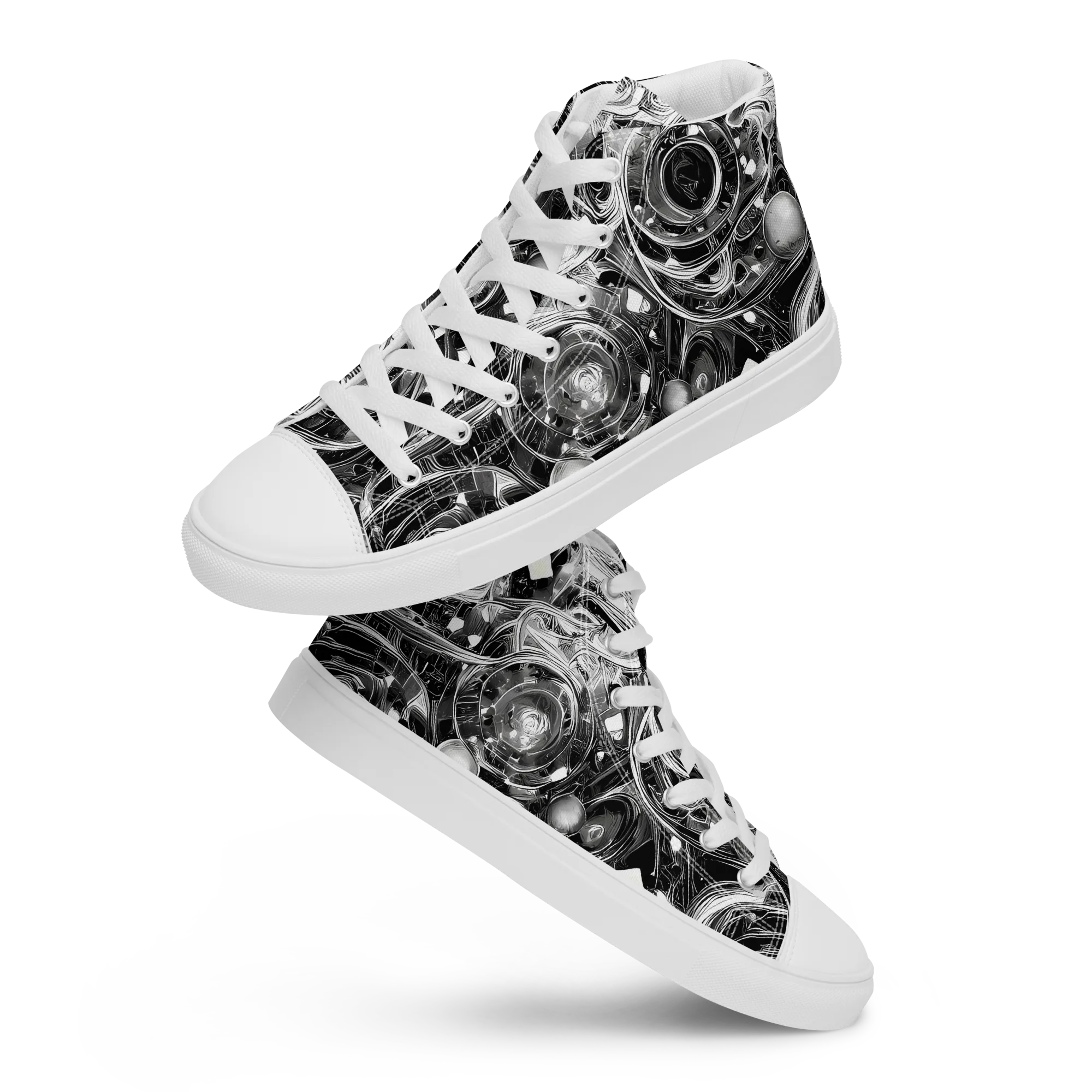Chrome Whirlpool on Women's High Top Canvas Shoes — Front