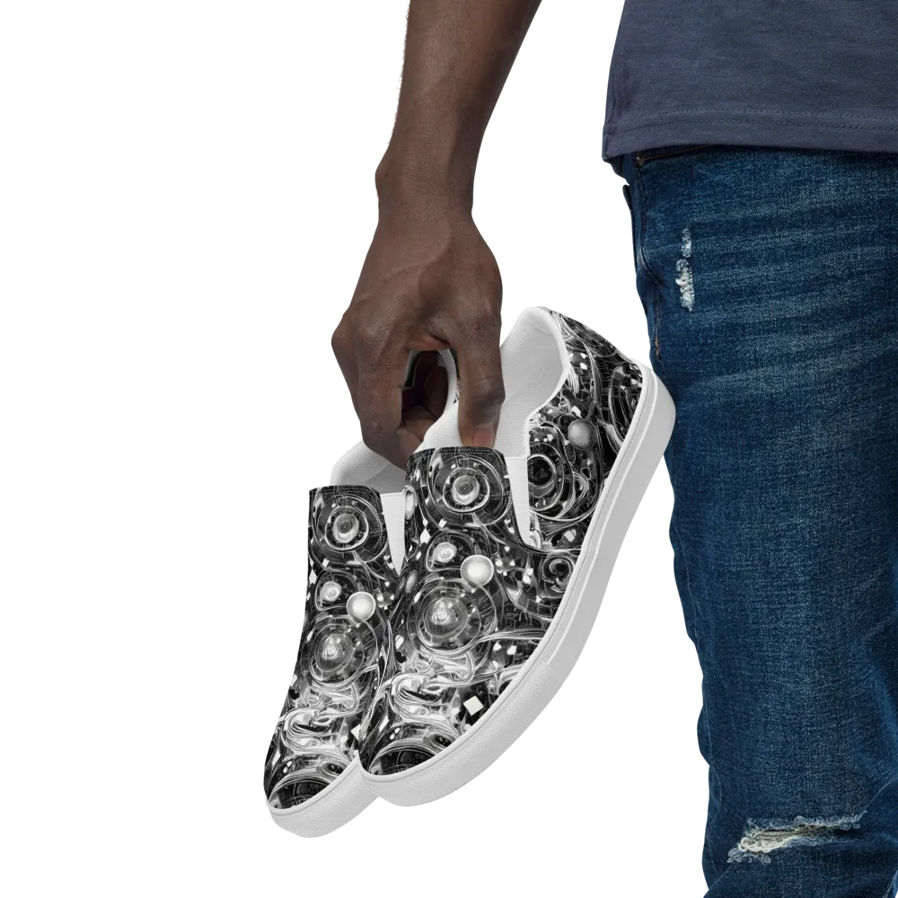 Chrome Whirlpool on Men's Slip-On Canvas Shoes — Left Front