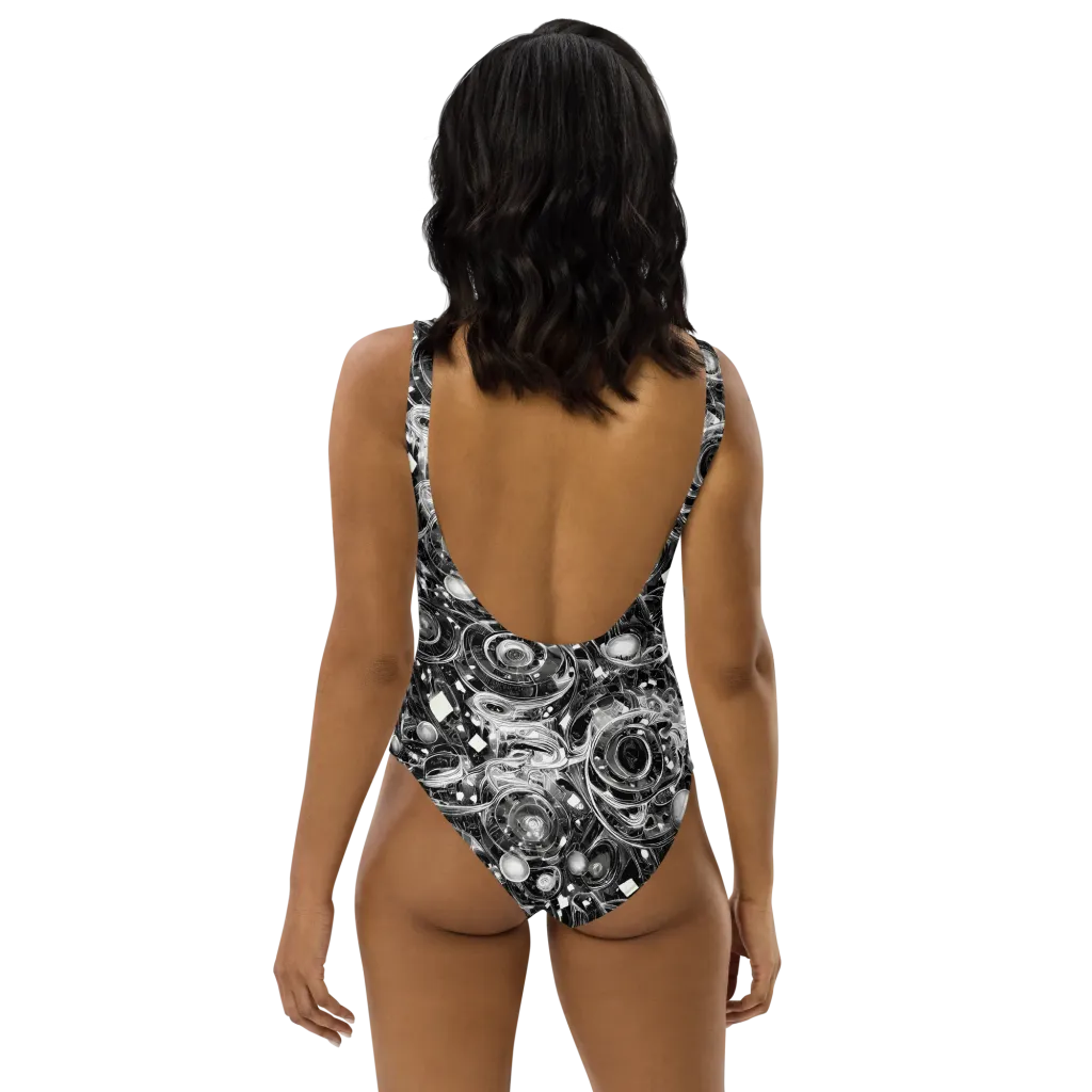 Chrome Whirlpool on One-Piece Swimsuit — Back