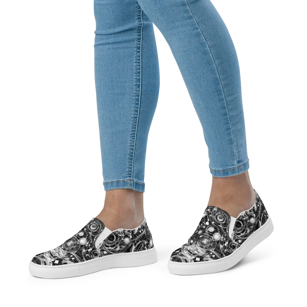 Chrome Whirlpool on Women's Slip-On Canvas Shoes — Front