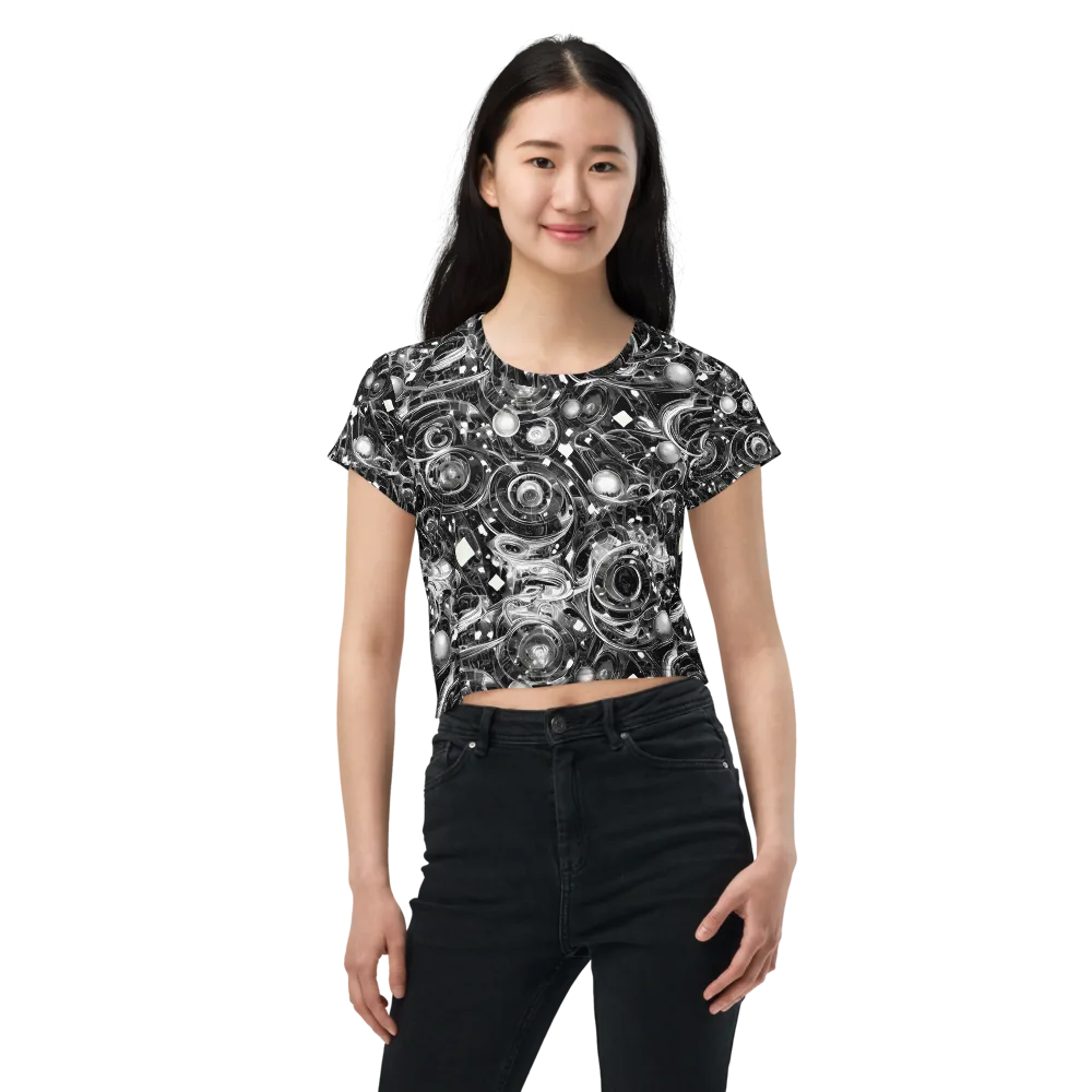 Chrome Whirlpool on Crop Tee — Front