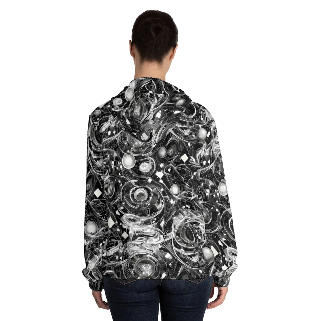 Chrome Whirlpool on Women's Full-Zip Hoodie — Back On Person