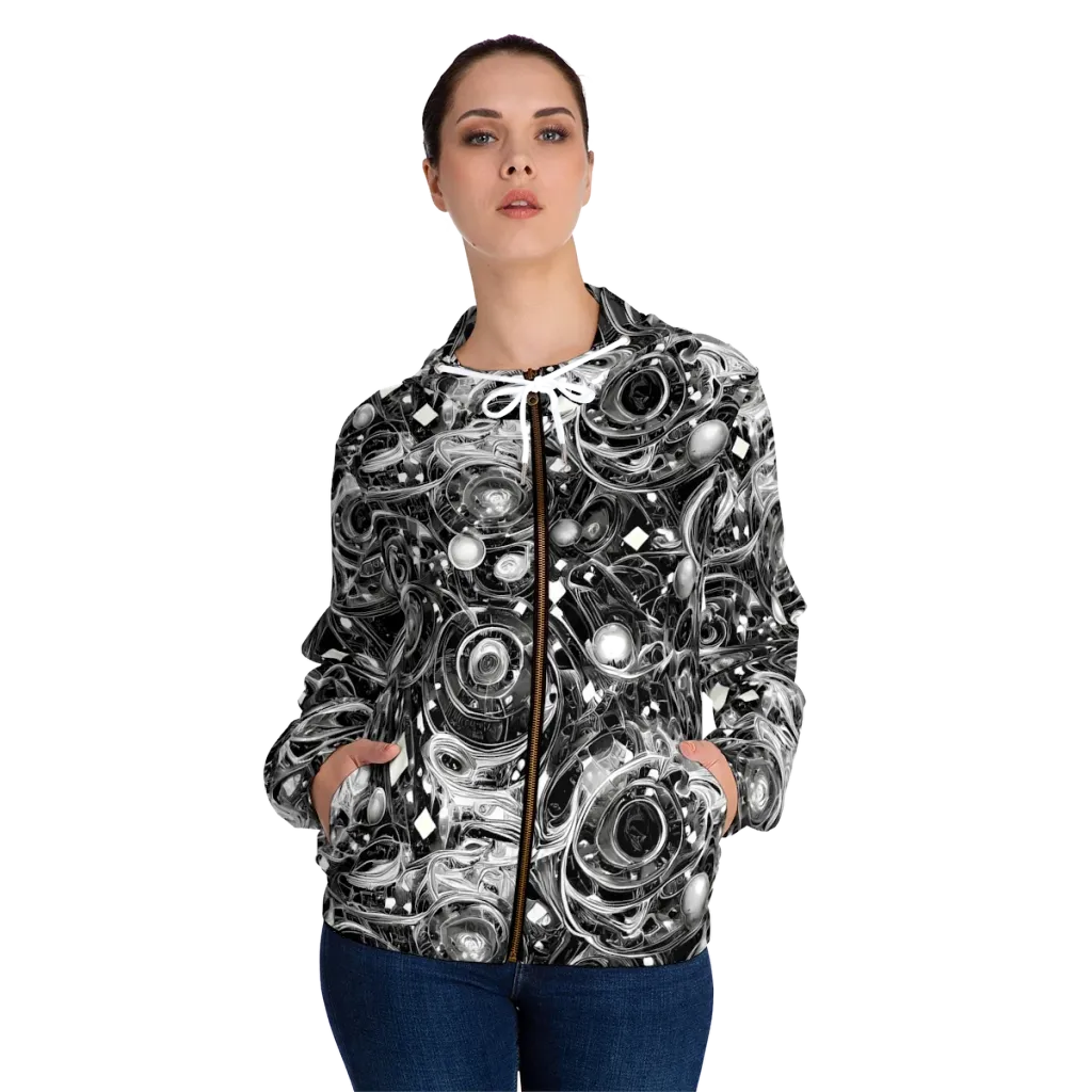 Chrome Whirlpool on Women's Full-Zip Hoodie — Front On Person
