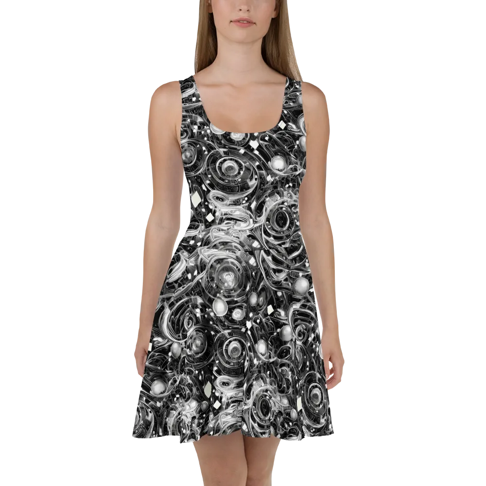Chrome Whirlpool on Skater Dress — Front