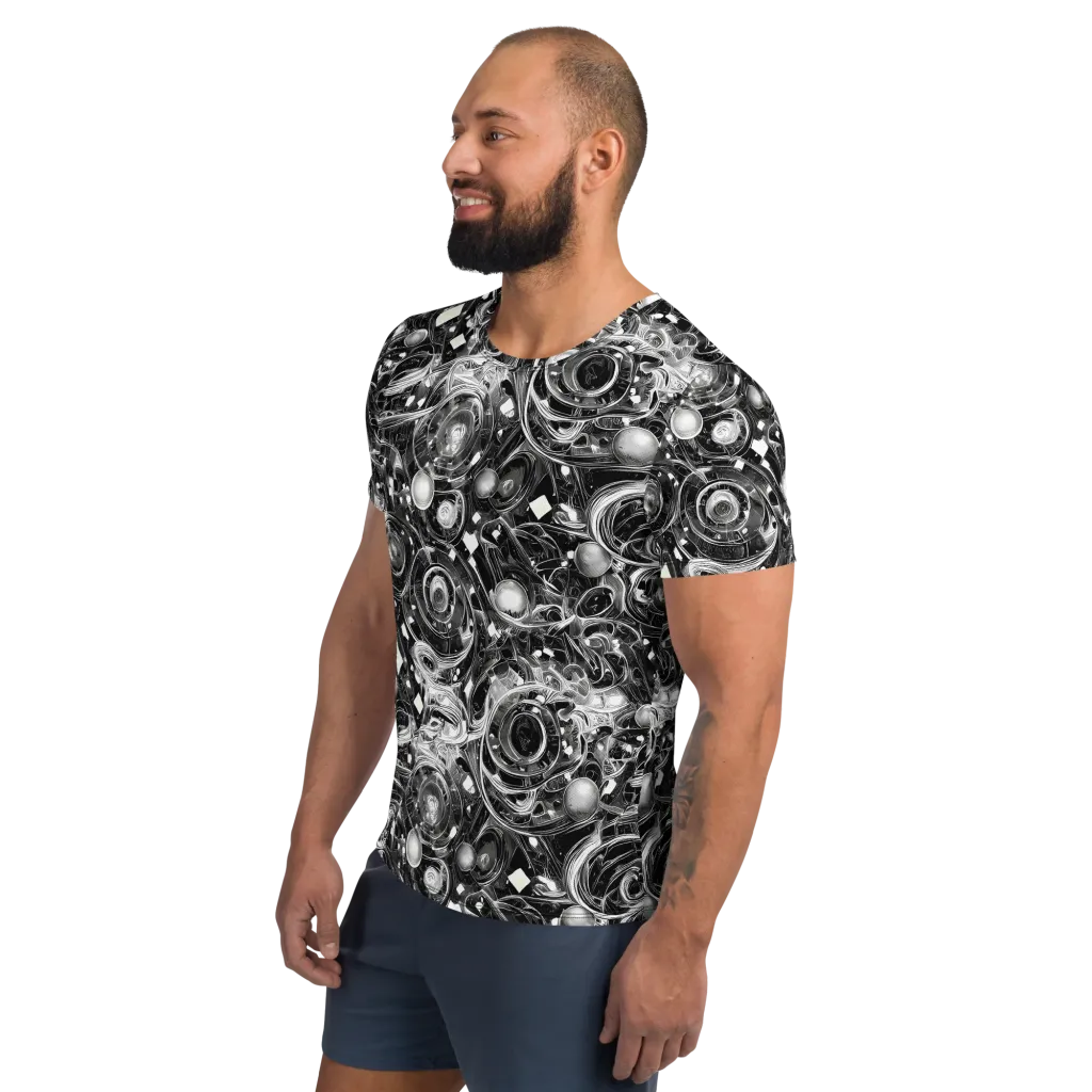 Chrome Whirlpool on Men's Athletic T-Shirt — Left