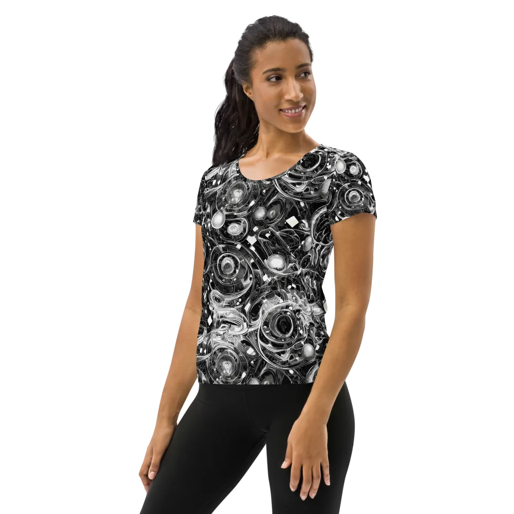 Chrome Whirlpool on Women's Athletic T-Shirt — Left