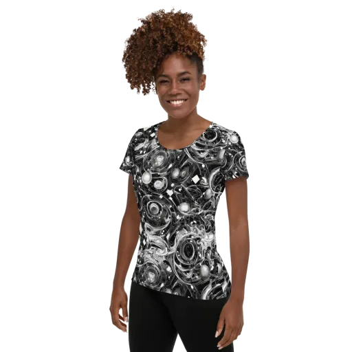 Chrome Whirlpool on a Women's Athletic T-Shirt