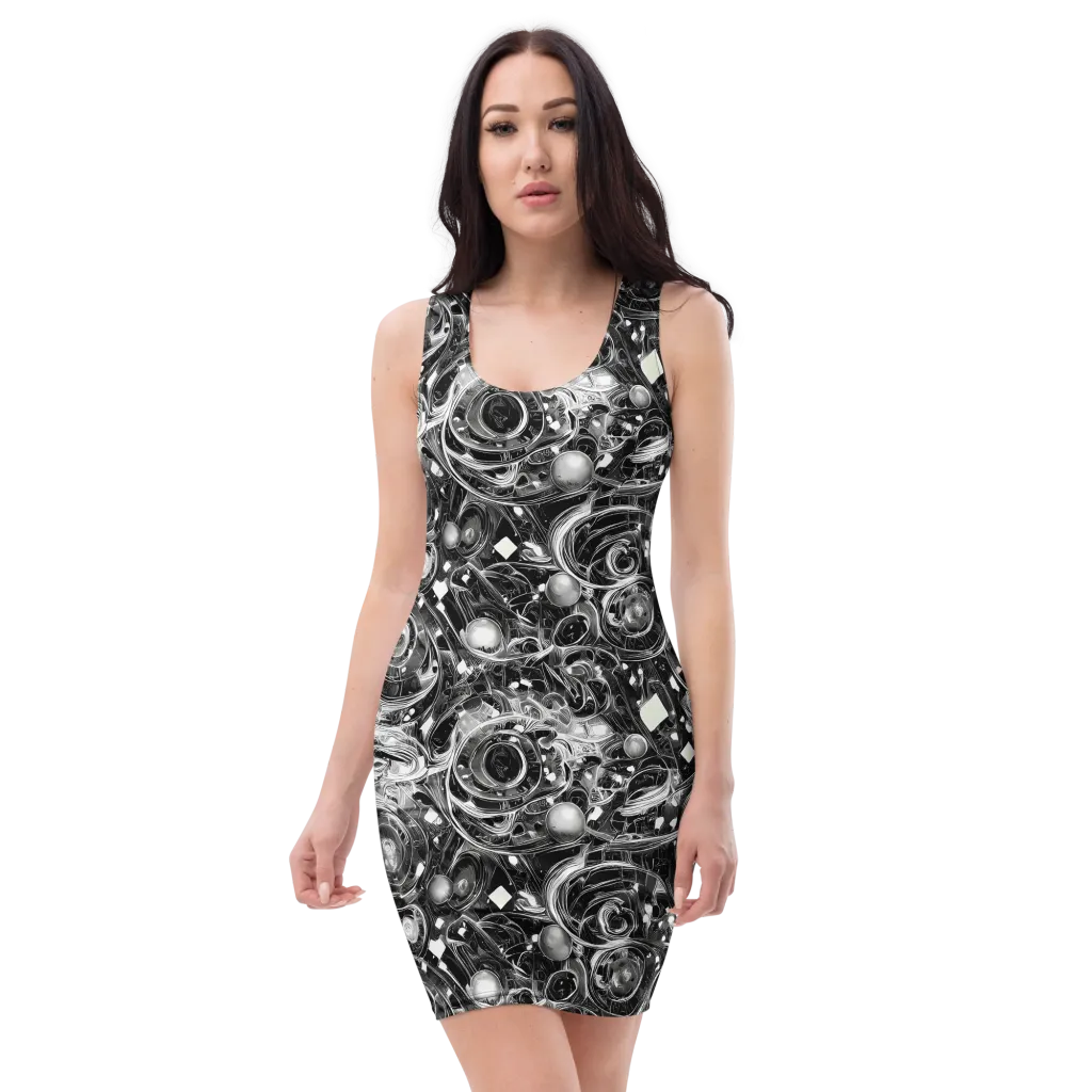 Chrome Whirlpool on Bodycon Dress — Front
