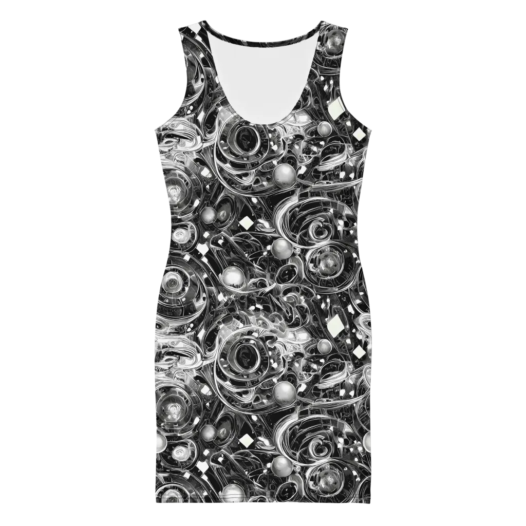 Chrome Whirlpool on Bodycon Dress — Front