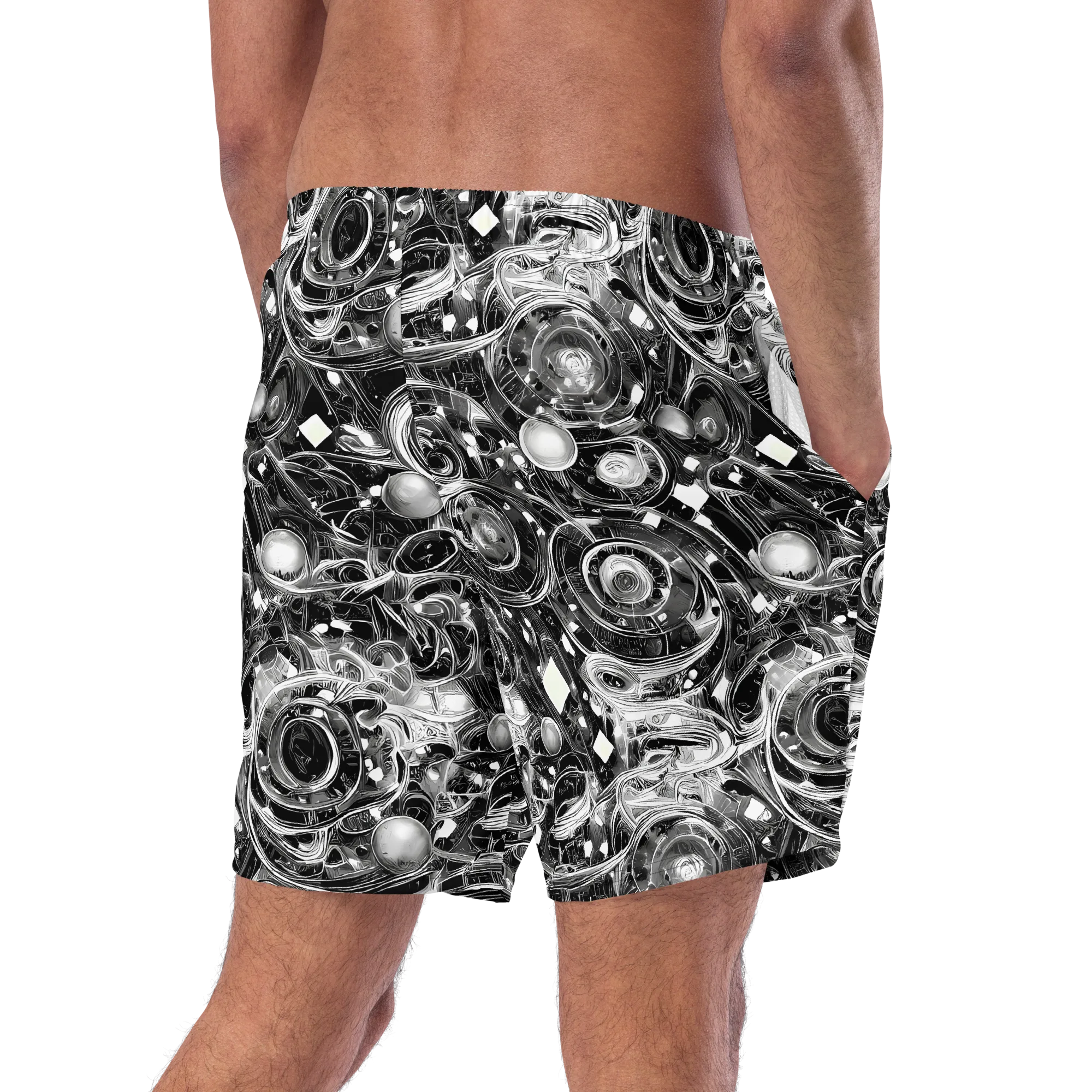 Chrome Whirlpool on Swim Trunks — Right Back
