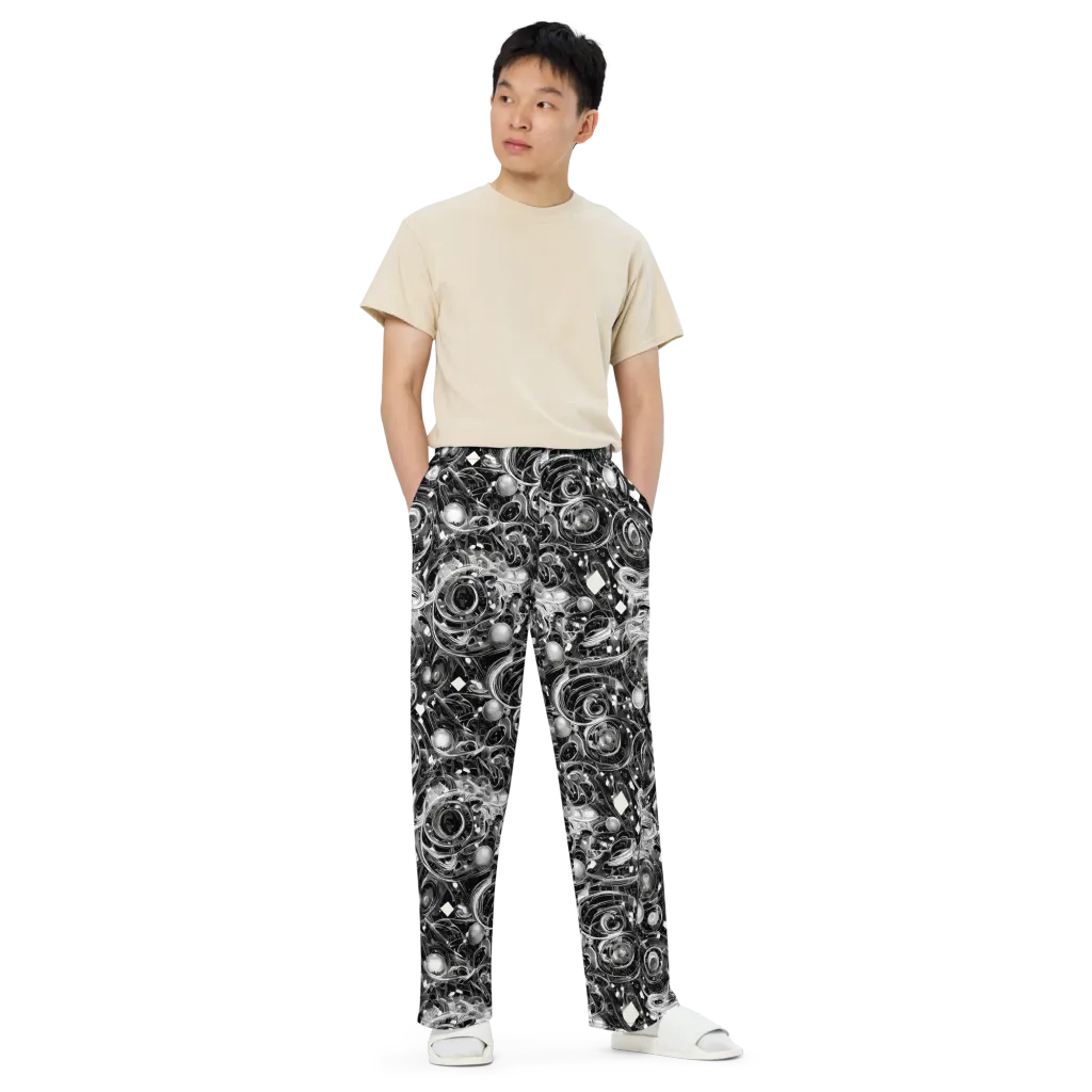 Chrome Whirlpool on Wide-Leg Pants — Front