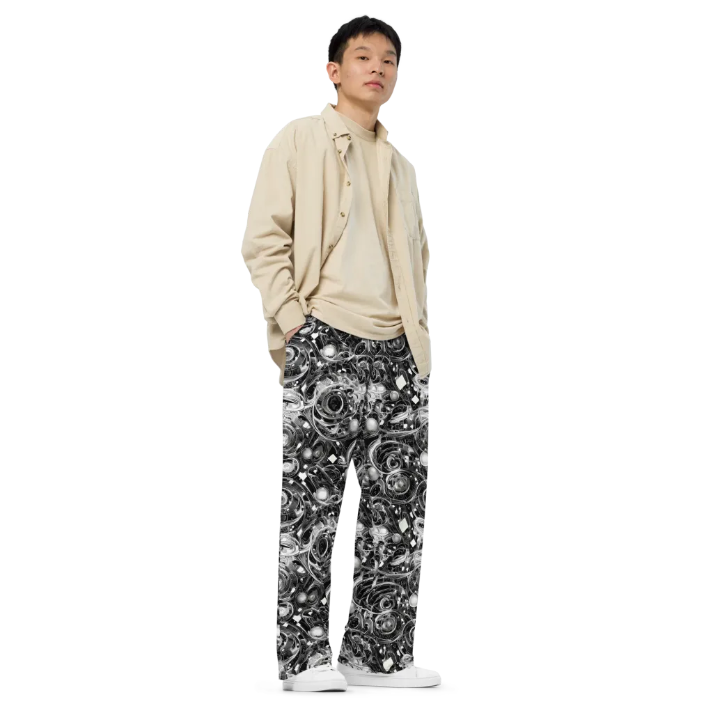 Chrome Whirlpool on Wide-Leg Pants — Right Front