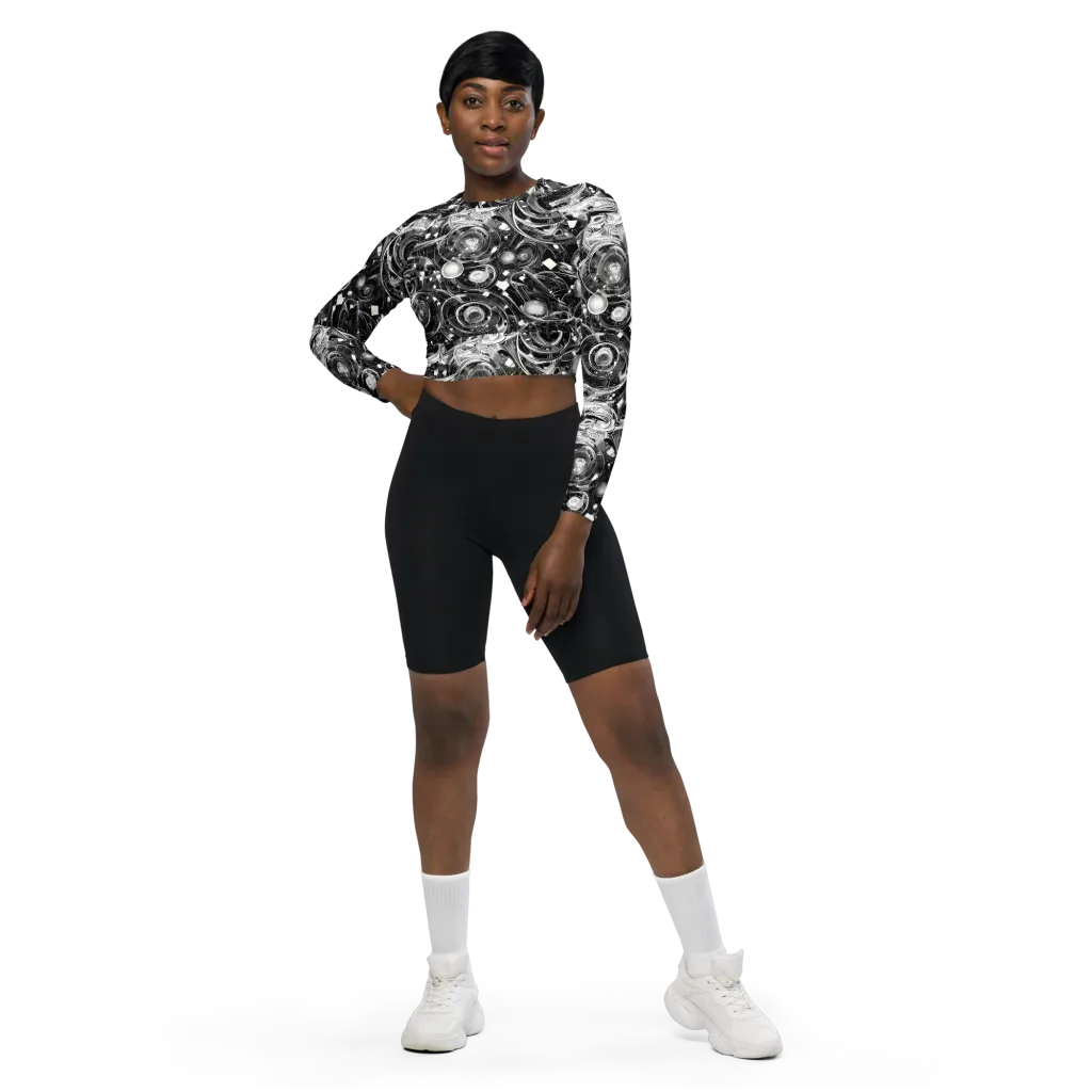 Chrome Whirlpool on Long Sleeve Crop Top — Front