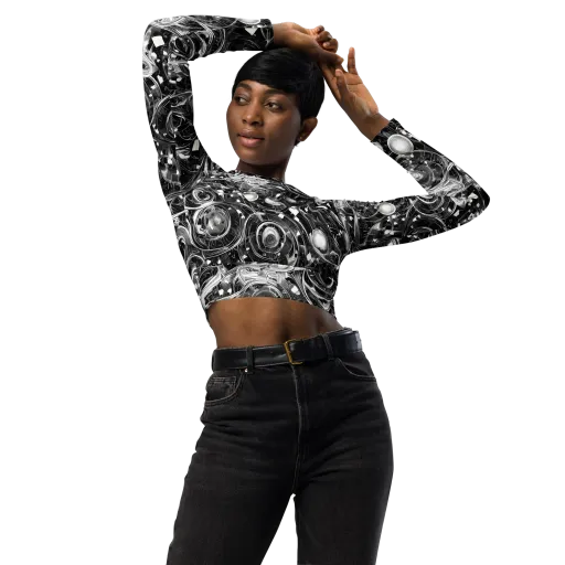 Chrome Whirlpool on a Long Sleeve Crop Top