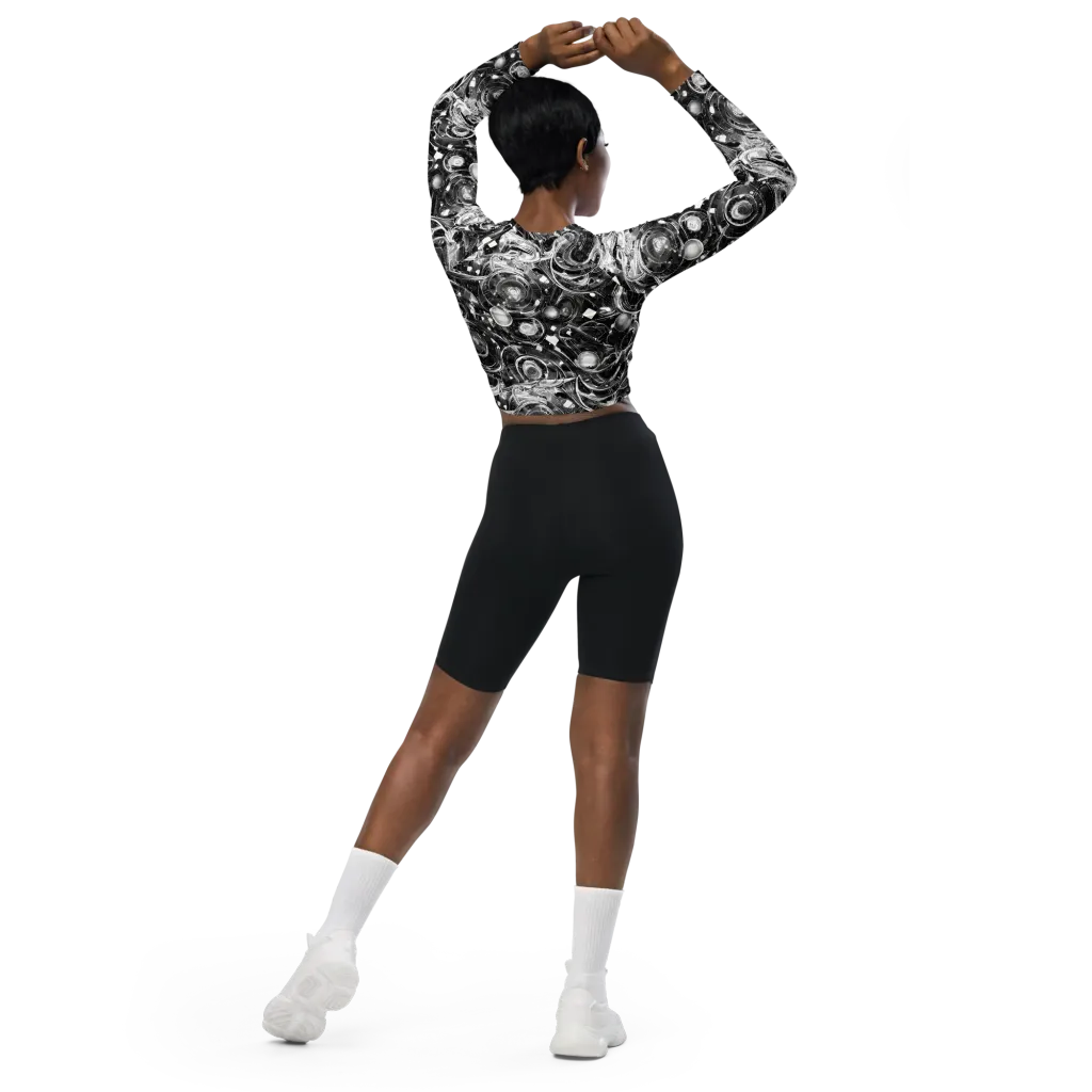 Chrome Whirlpool on Long Sleeve Crop Top — Back