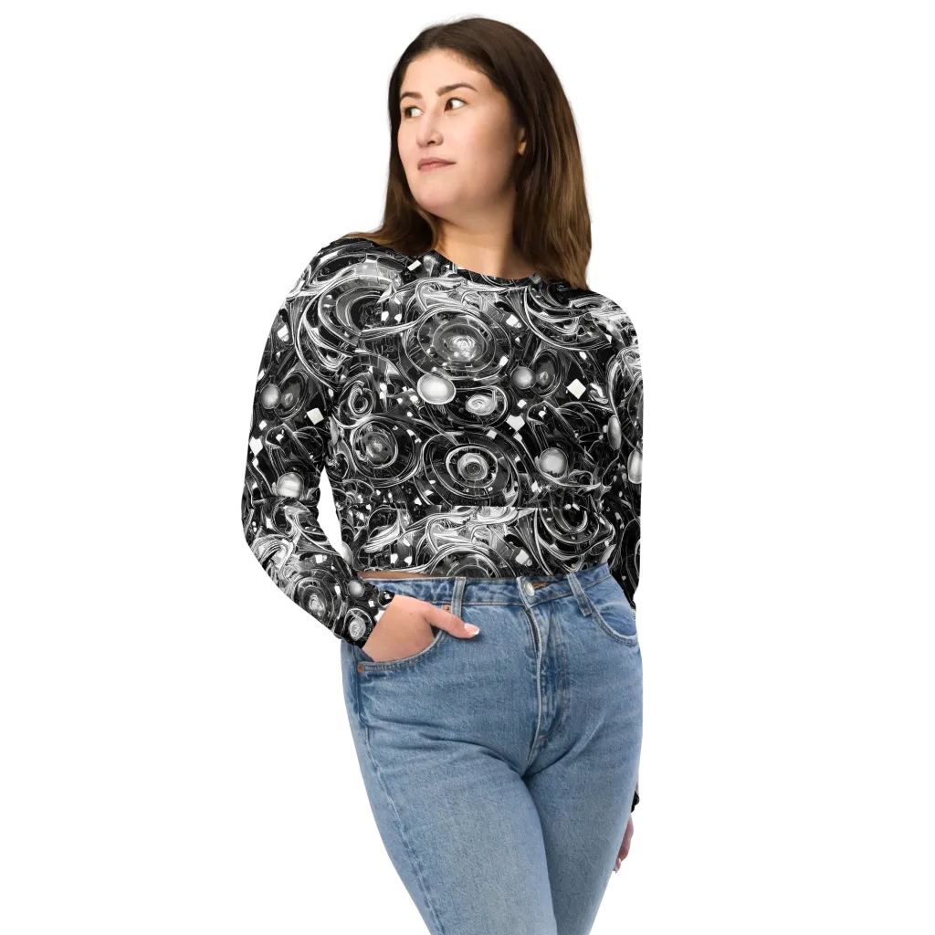 Chrome Whirlpool on Long Sleeve Crop Top — Front