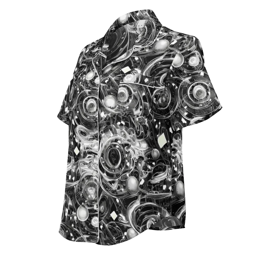 Chrome Whirlpool on Women's Short Sleeve Pajama Top — Left Front