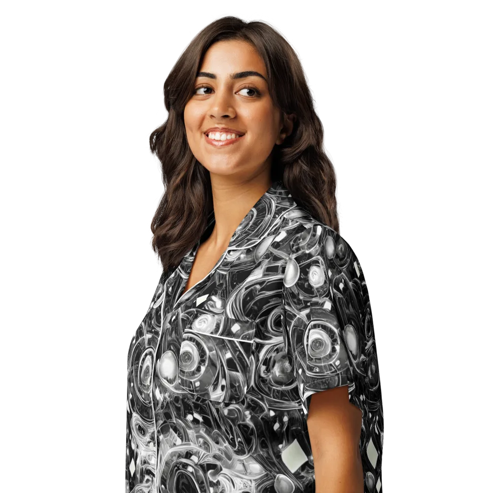 Chrome Whirlpool on Women's Short Sleeve Pajama Top — Left Front