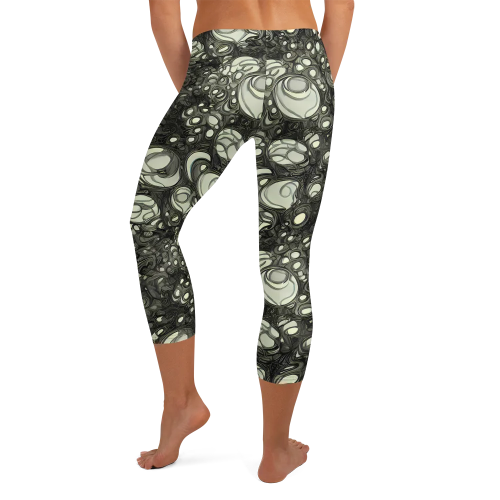Cellular Noir on Capri Leggings — Back