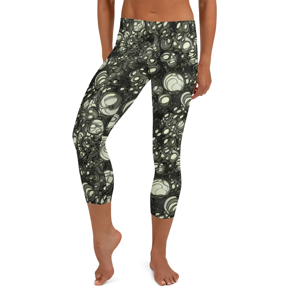 Cellular Noir on Capri Leggings — Front