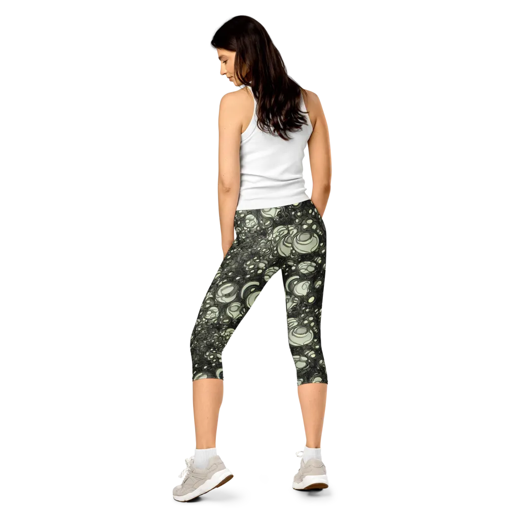 Cellular Noir on Capri Leggings — Back